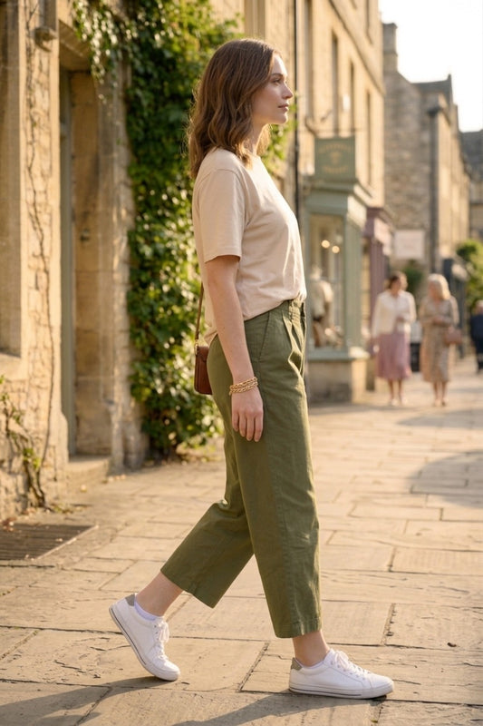 Beige Solid T-Shirt