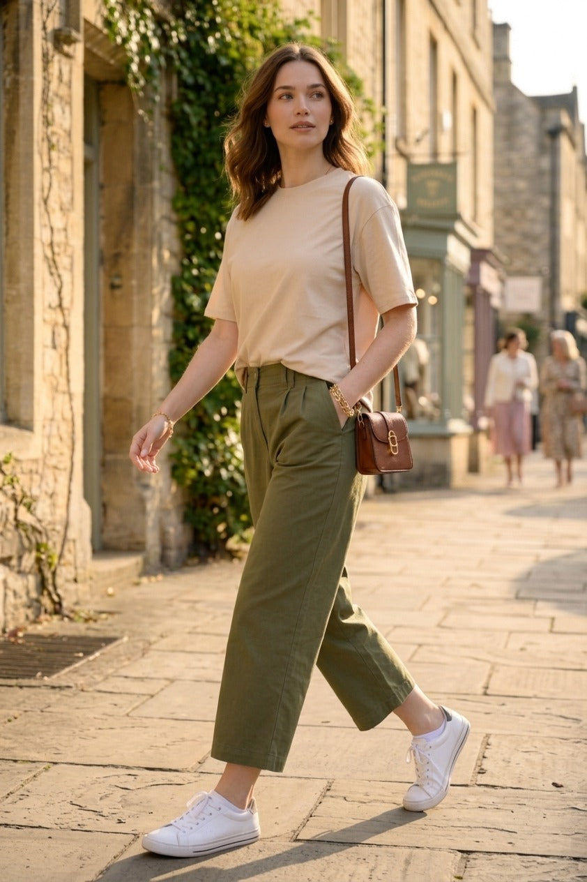 Beige Solid T-Shirt