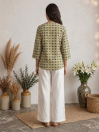Mustard Printed Cotton Kurti