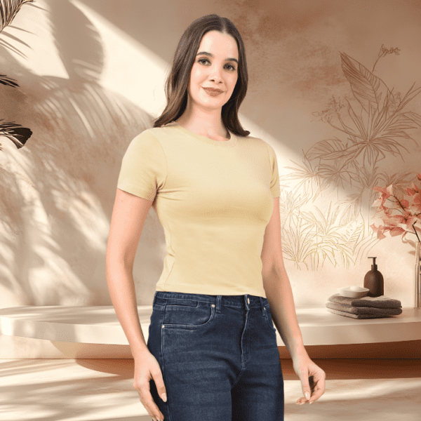 Solid Half Sleeve Crop Top