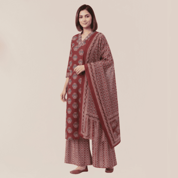 Maroon Kurta Palazzo Set with Dupatta