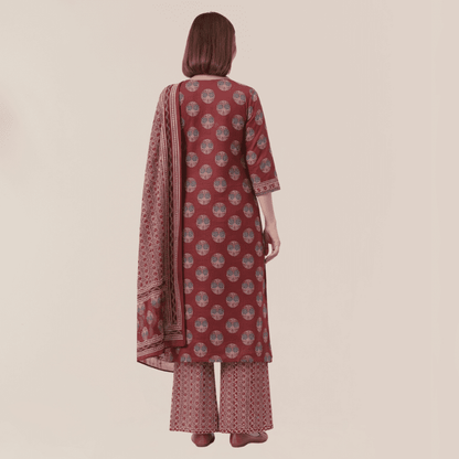 Maroon Kurta Palazzo Set with Dupatta