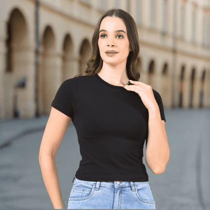 Black Slim Fit Crop Top