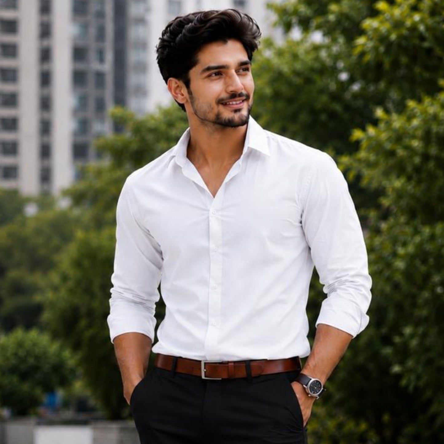 Men's Solid White Shirt
