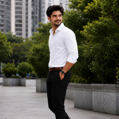 Men's Solid White Shirt