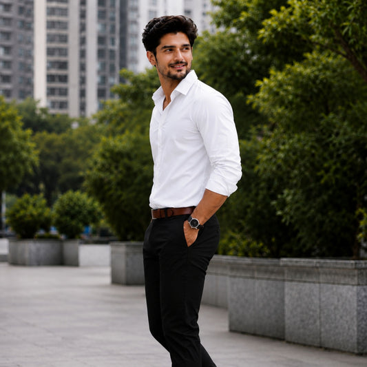 Men's Solid White Shirt