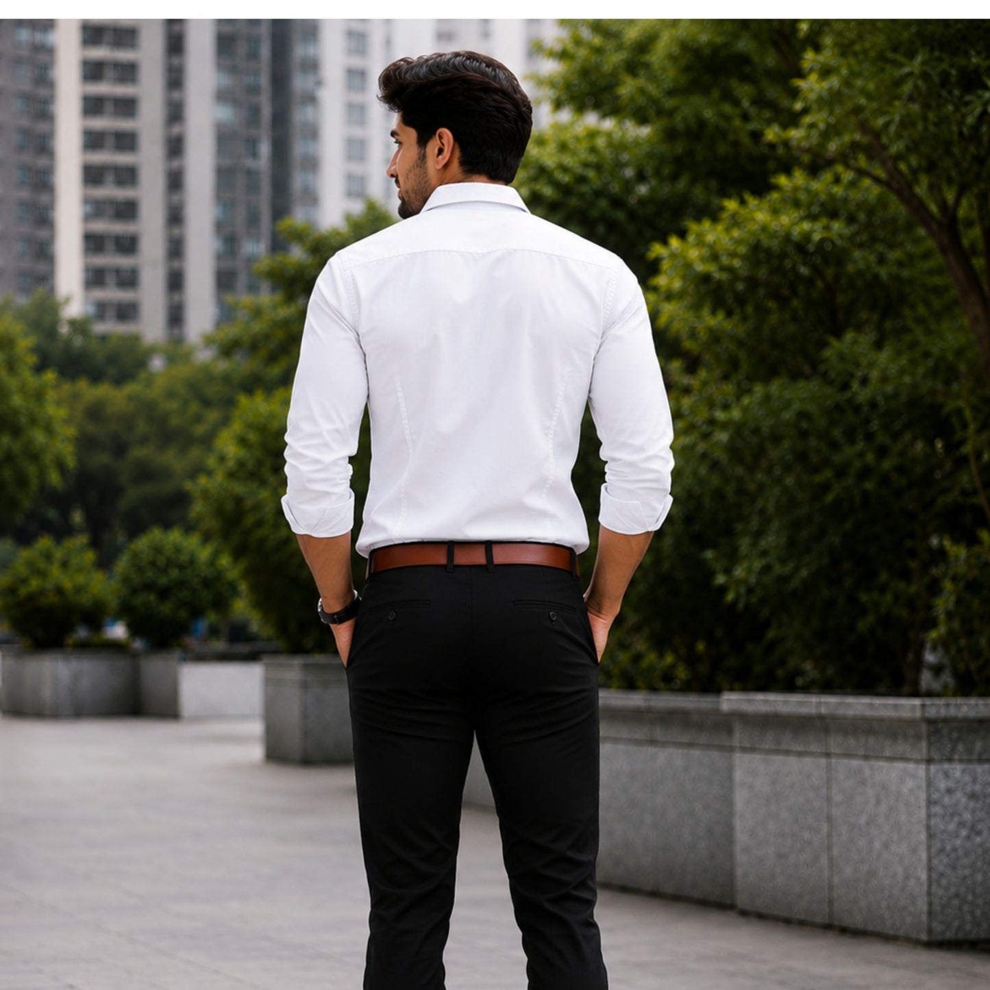 Men's Solid White Shirt