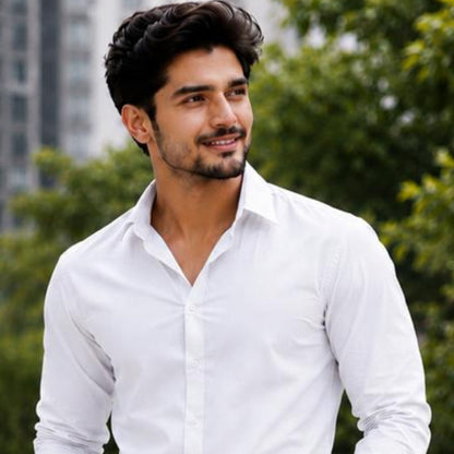 Men's Solid White Shirt