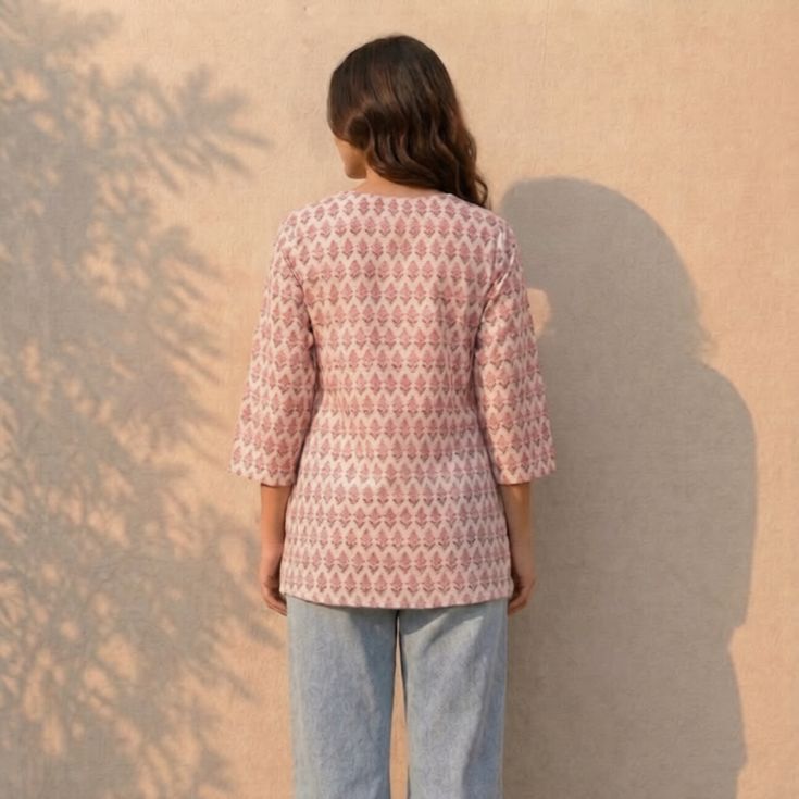 Pink Printed Cotton Kurti