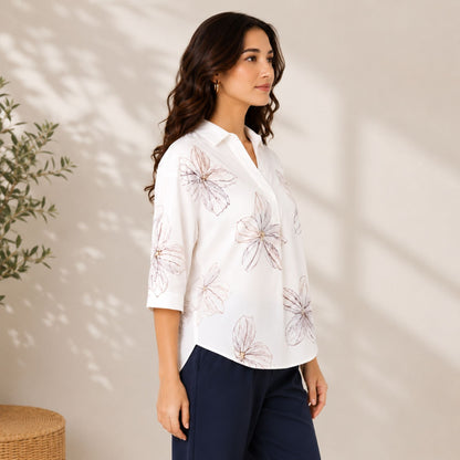 Cotton Floral Print Top