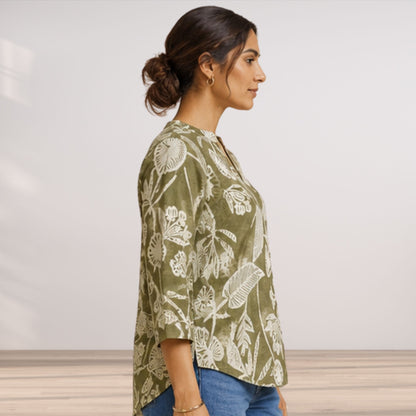 Olive Green Short Kurti