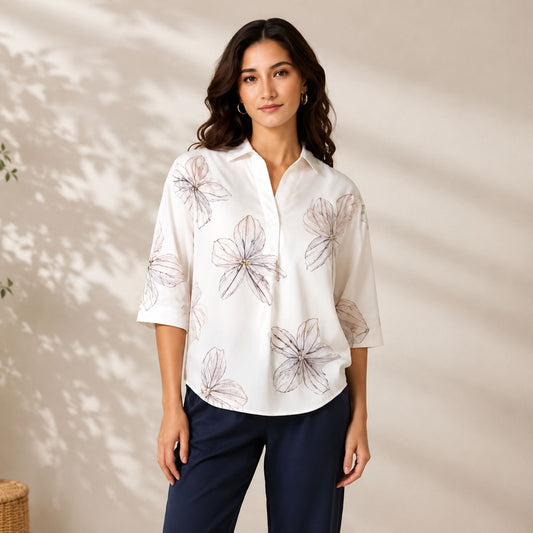 Cotton Floral Print Top