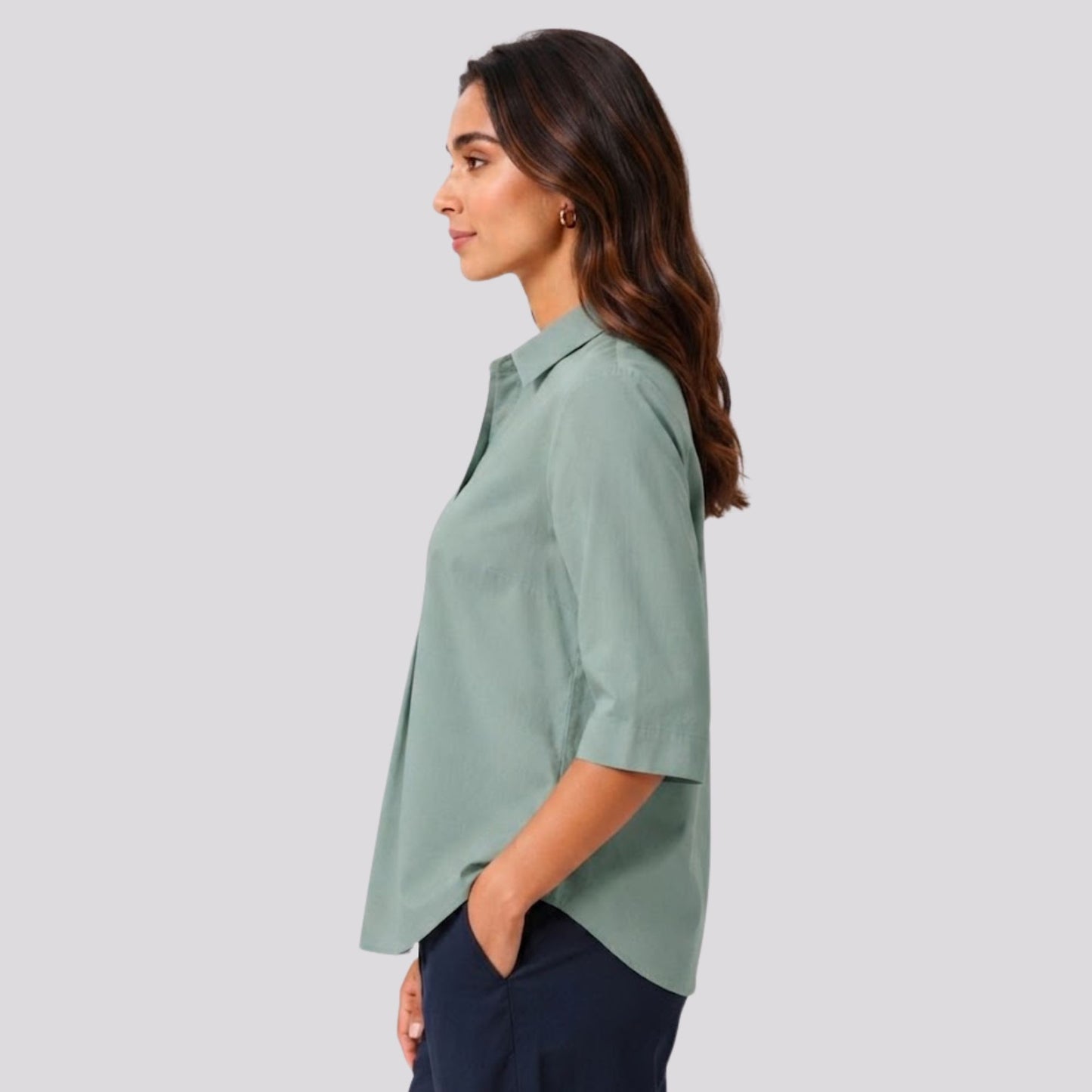 Solid Cotton Collared Top