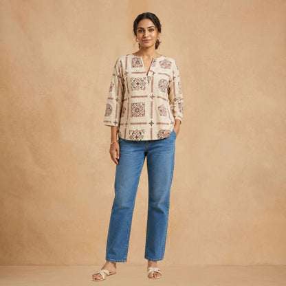 Beige Short Kurti
