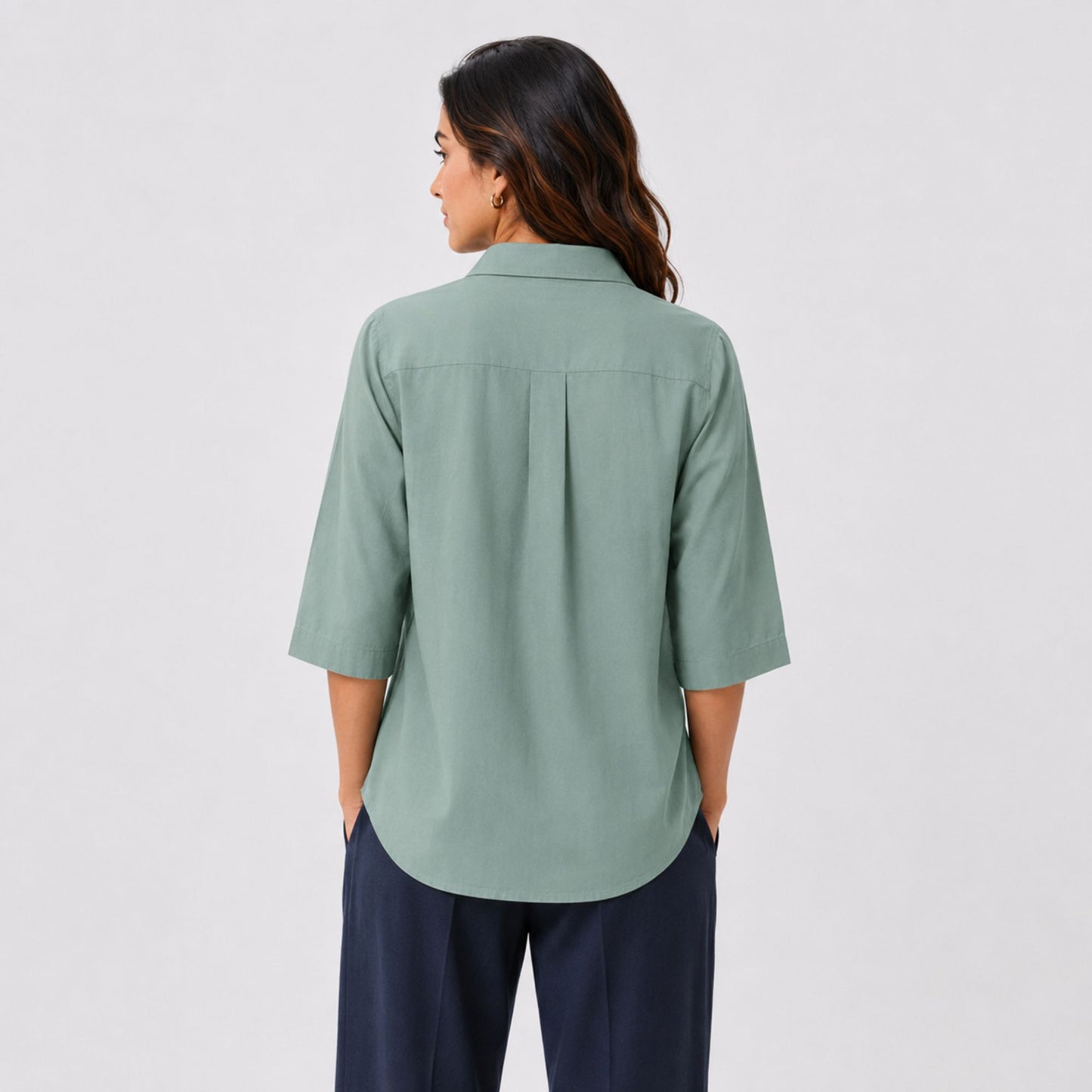 Solid Cotton Collared Top