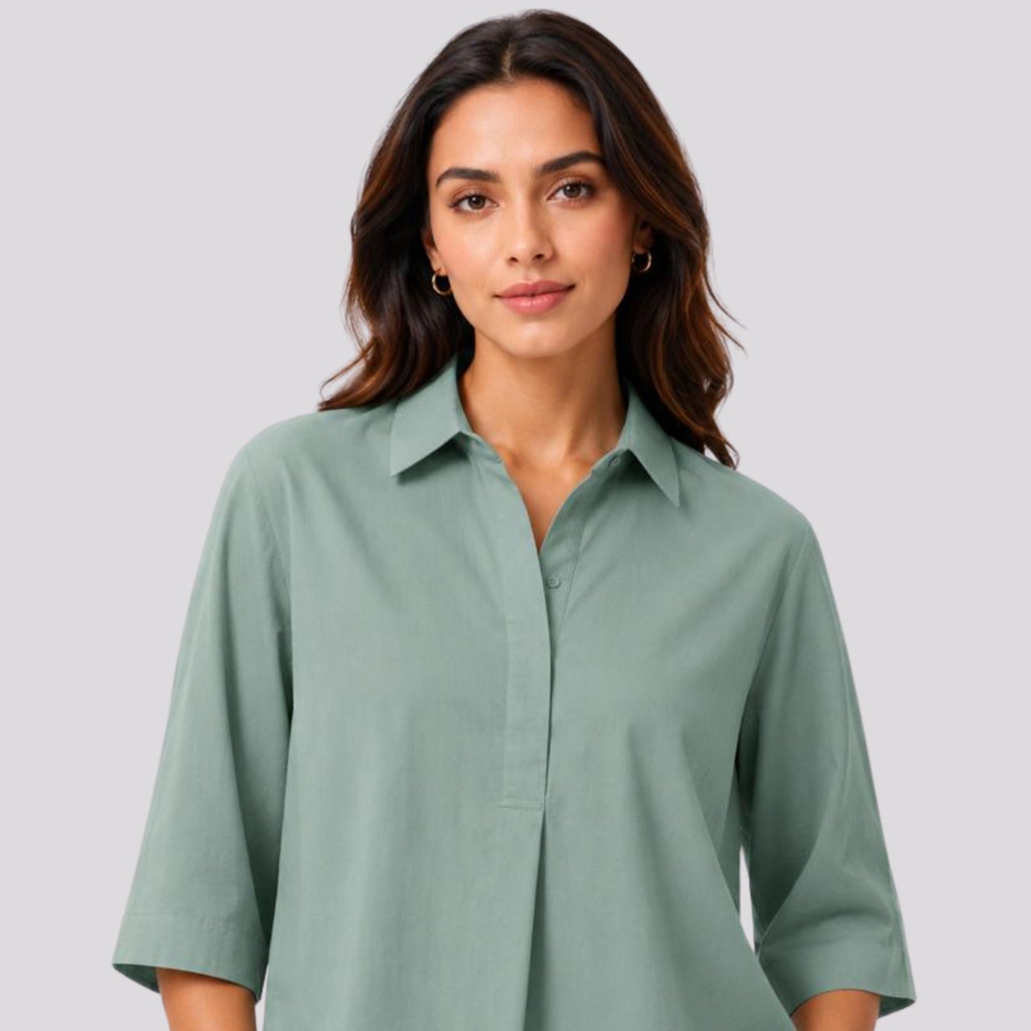 Solid Cotton Collared Top