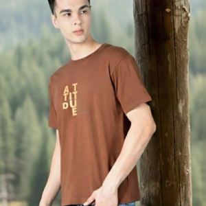 Brown Attitude Printed Cotton T-Shirt