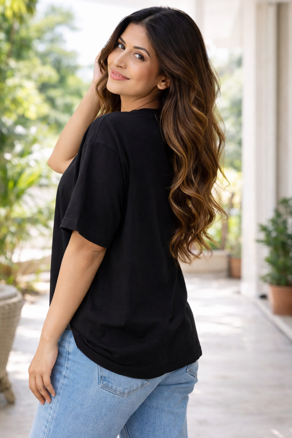Black Cotton T-Shirt - Image 3
