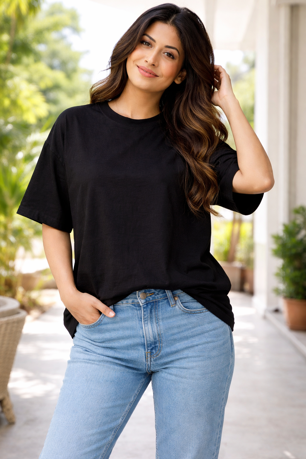 Black Cotton T-Shirt - Image 6