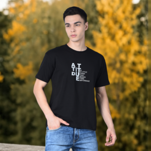 Black Attitude Printed Cotton T-Shirt