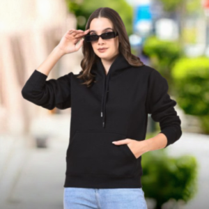 Solid Black Pullover Hoodie