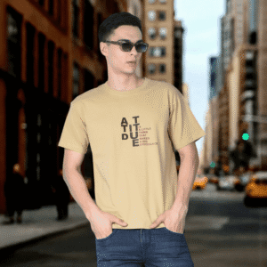 Beige Printed Cotton T-Shirt