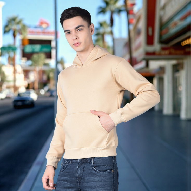 Solid Beige Hoodie - Image 4