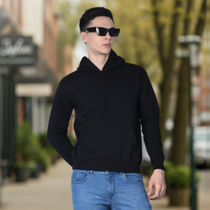 Solid Black Pullover Hoodie