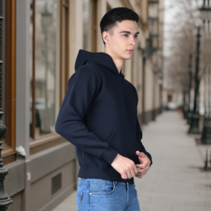 Solid Navy Blue Pullover Hoodie
