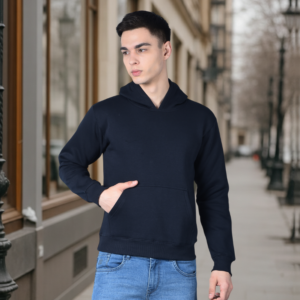 Solid Navy Blue Pullover Hoodie
