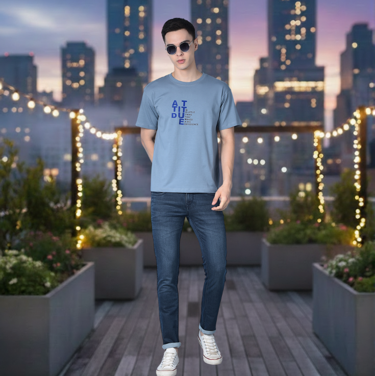 Blue Attitude Printed Cotton T-Shirt - Image 2