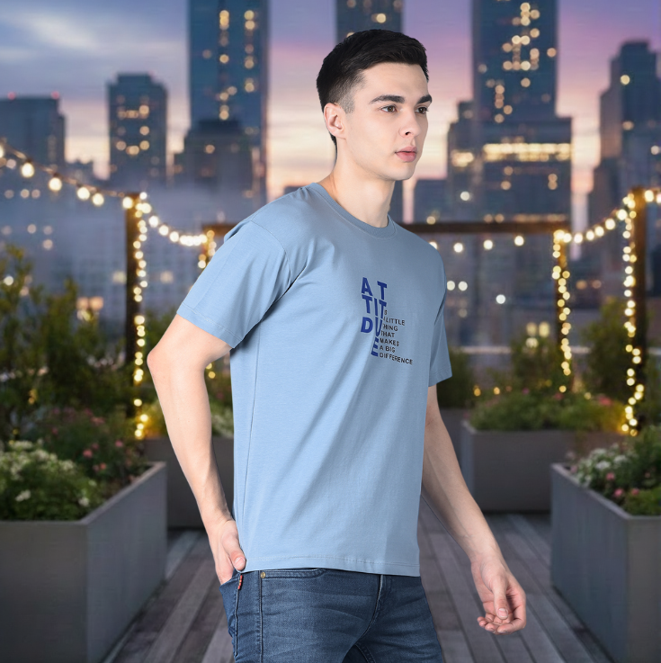 Blue Attitude Printed Cotton T-Shirt - Image 3