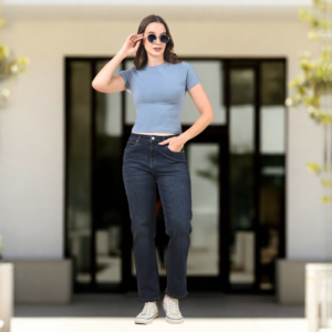 Solid Smoke Grey Slim Fit Crop Top