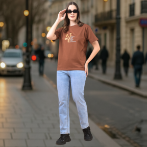 Brown Attitude Printed Cotton T-Shirt
