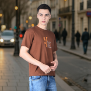 Brown Attitude Printed Cotton T-Shirt