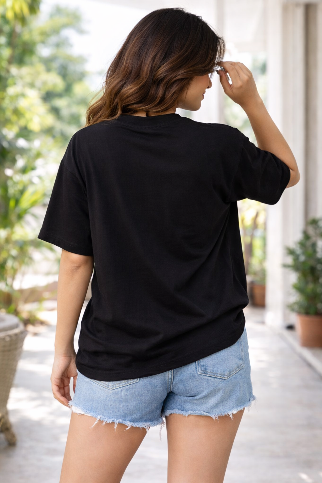Black Cotton T-Shirt - Image 4