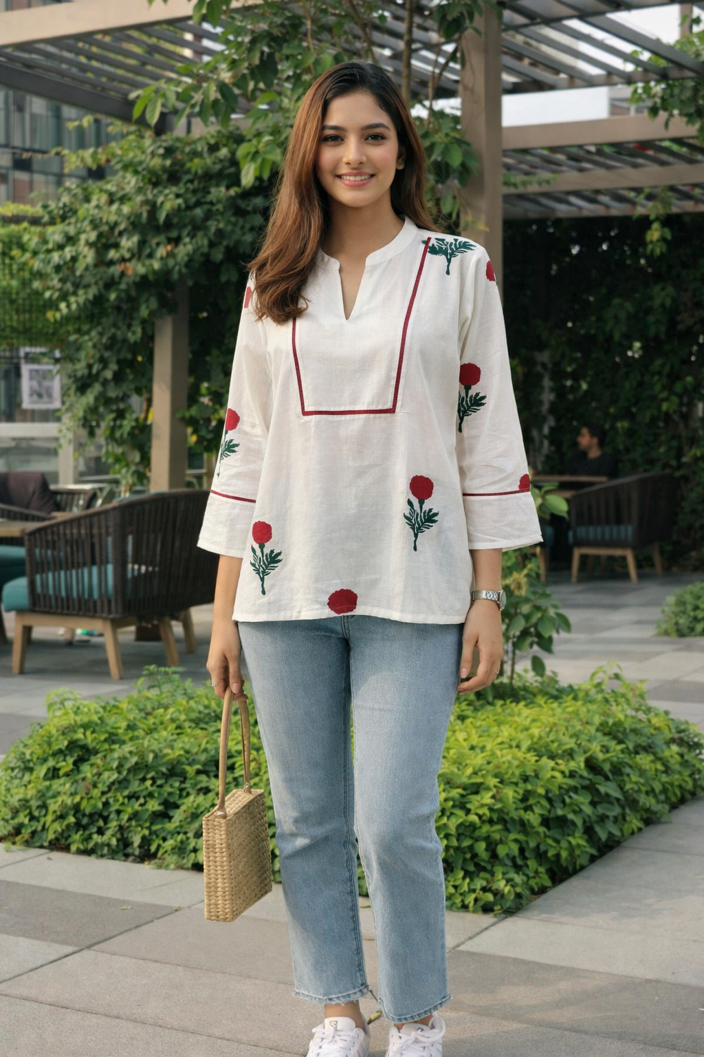 White Floral Print Top - Image 2