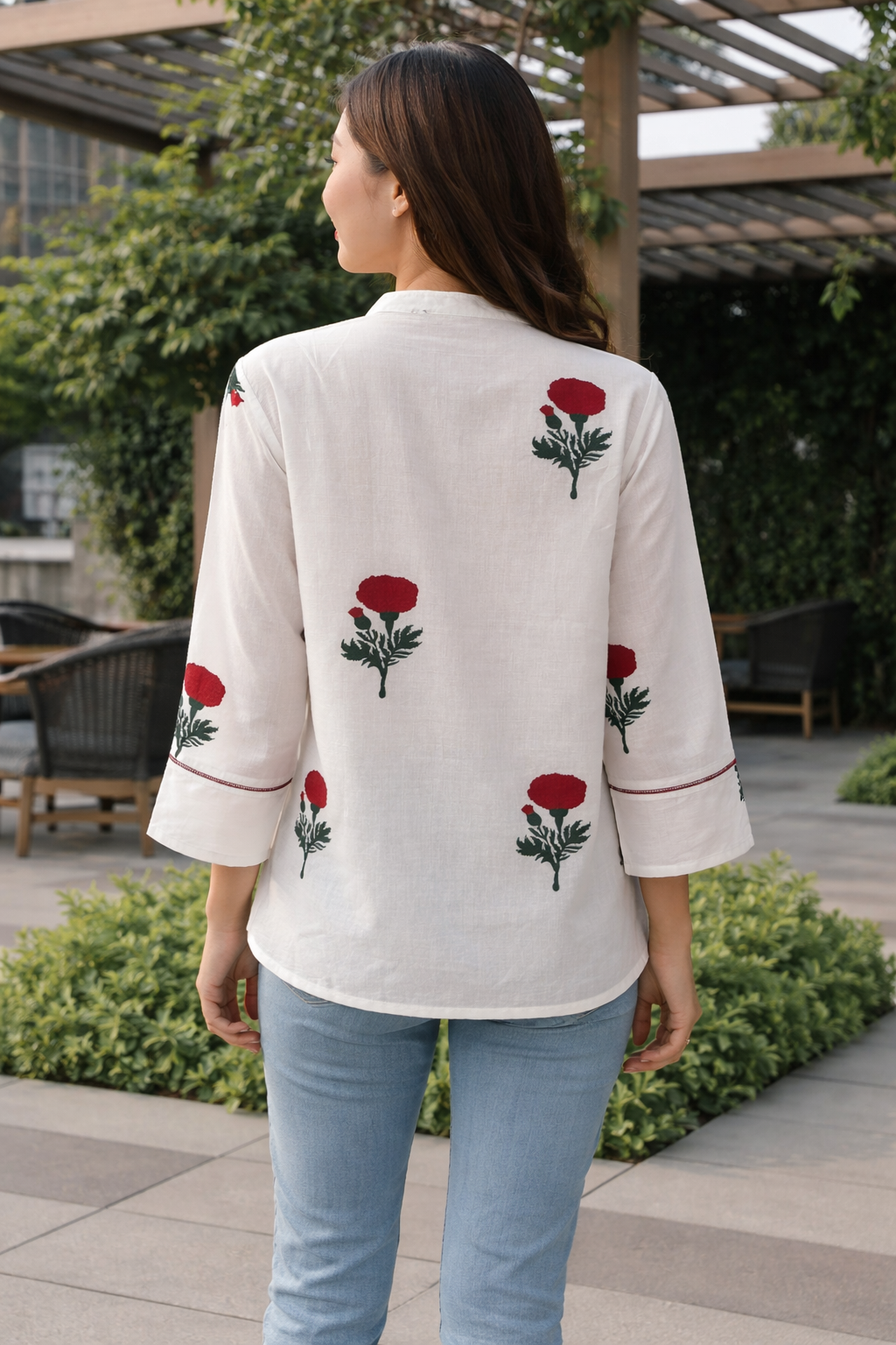 White Floral Print Top - Image 4