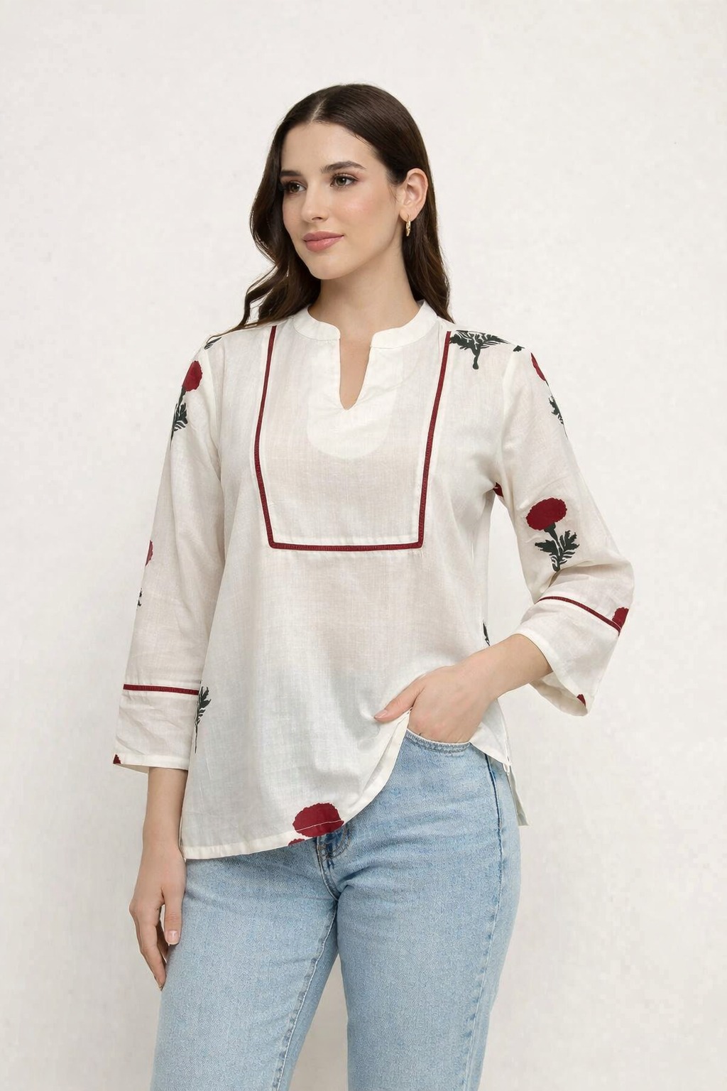 White Floral Print Top - Image 6