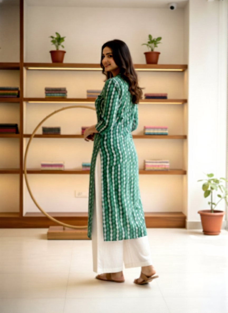 Green Striped Kurti - Image 2
