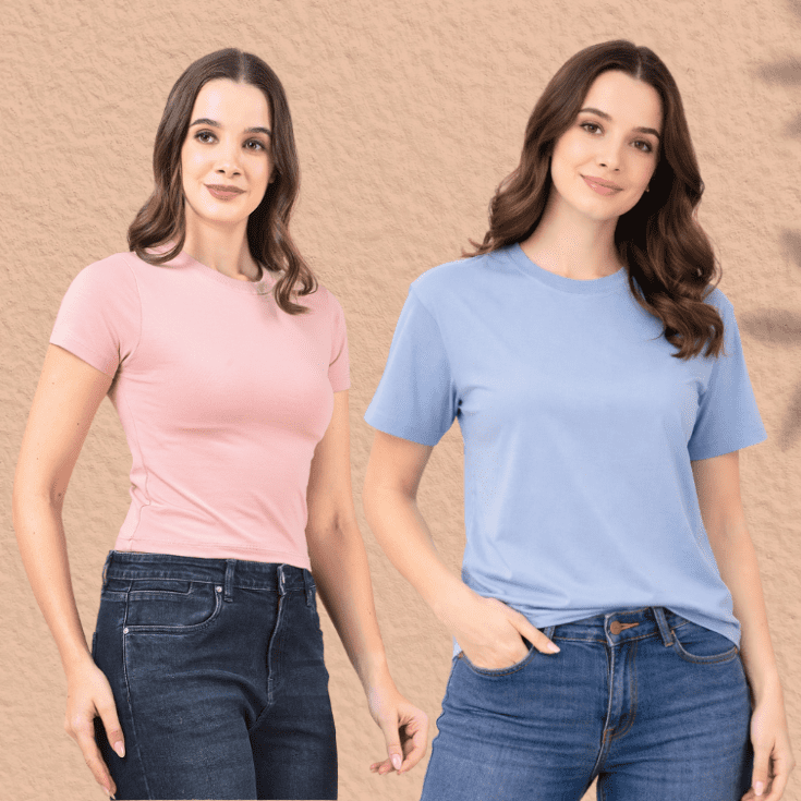 Crop Top & T-Shirt Combo (Pack of 2)