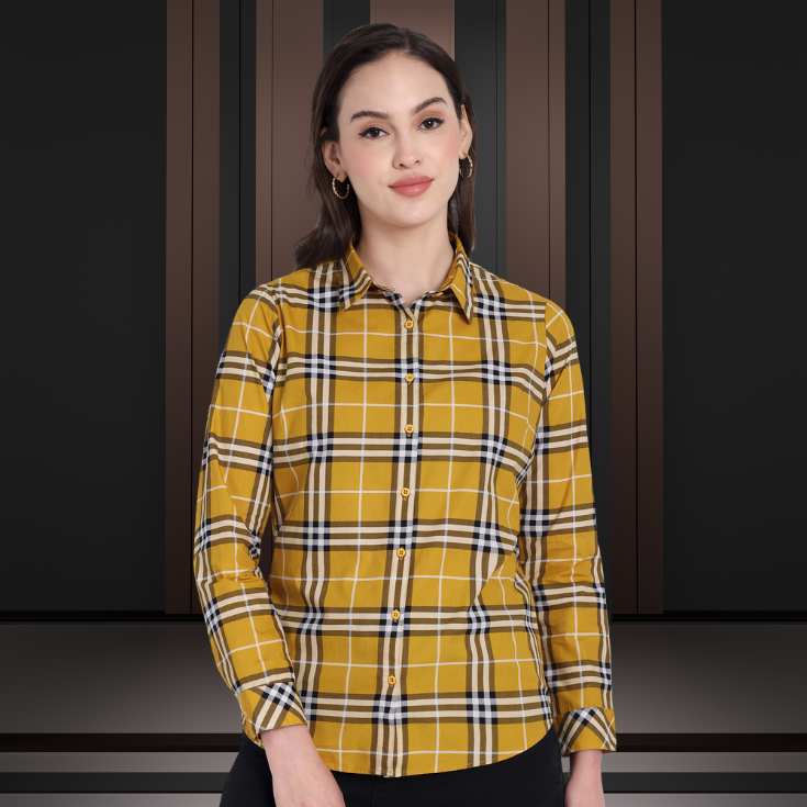 Mustard Yellow Check Women’s Shirt