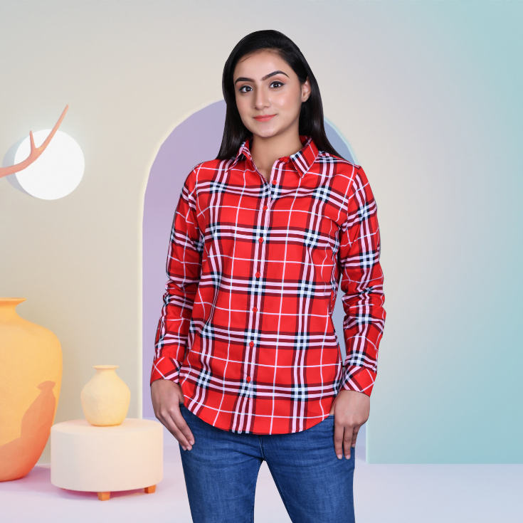 Red Checkered Cotton Shirt