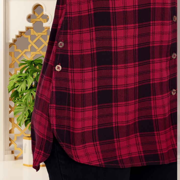 Maroon Checked Women’s Kurta - Image 4