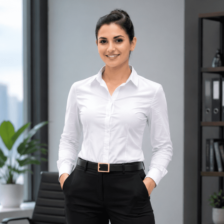 Women White Formal Shirt - Image 2