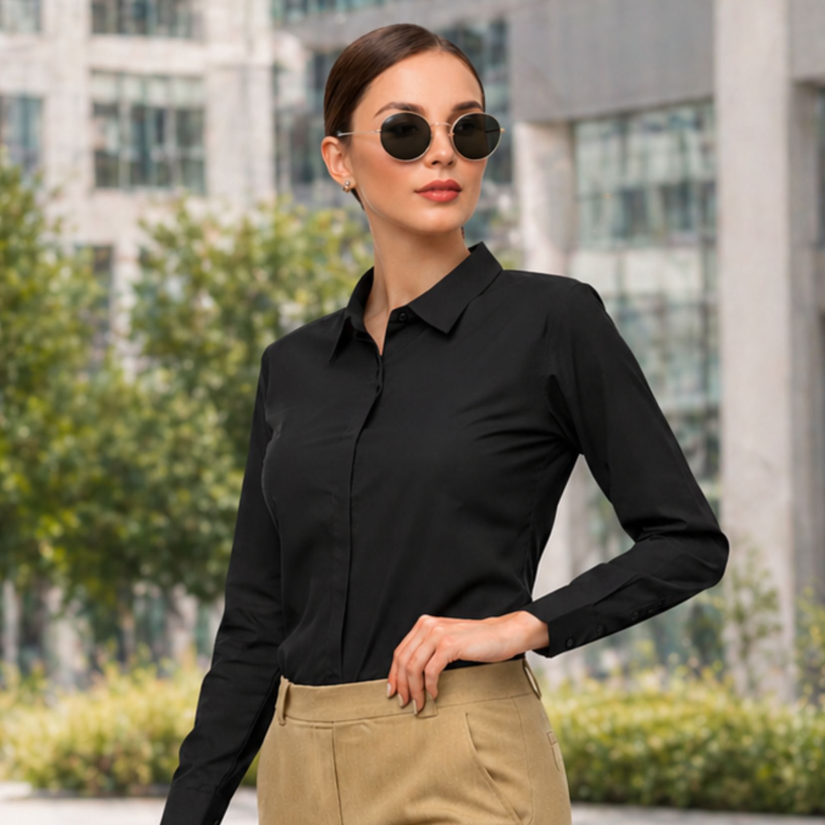 Women Black Formal Shirt - Image 2
